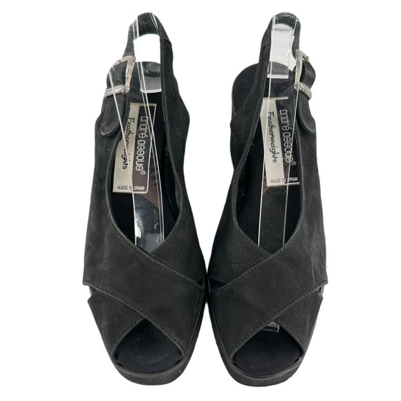 Andre assous featherweights sandals 7.5 black nubuck leather vintage 80s 90s - Picture 2 of 13